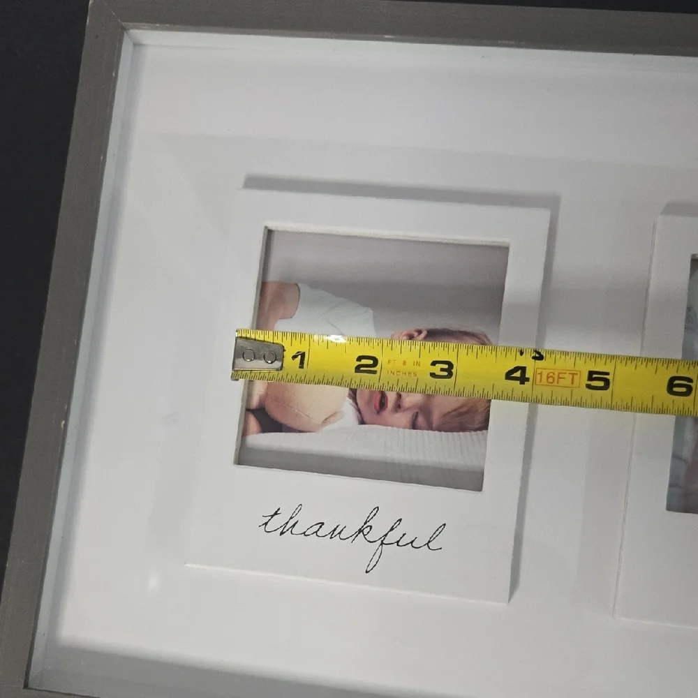 Studio Decor Double Photo Thankful & Grateful Dual Wall Gray Wood Frame